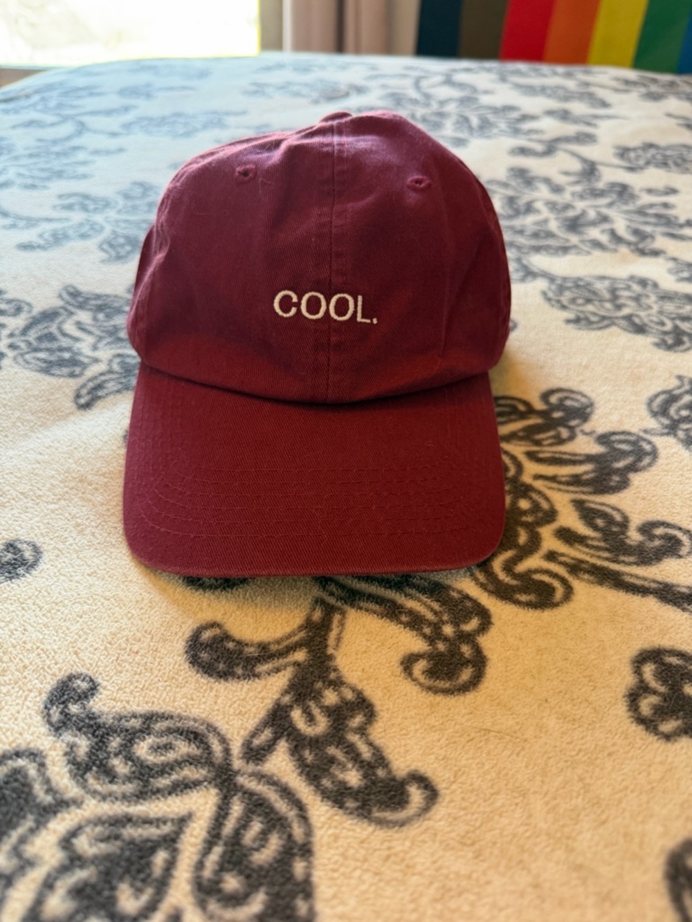"COOL." Embroidered Burgundy Baseball Cap
